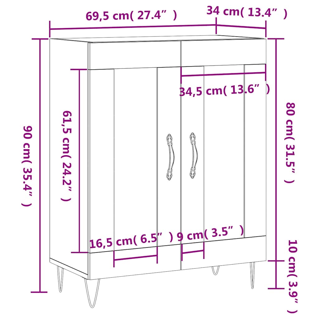 Sideboard Sonoma Oak 69.5 x 34 x 90 cm Particleboard