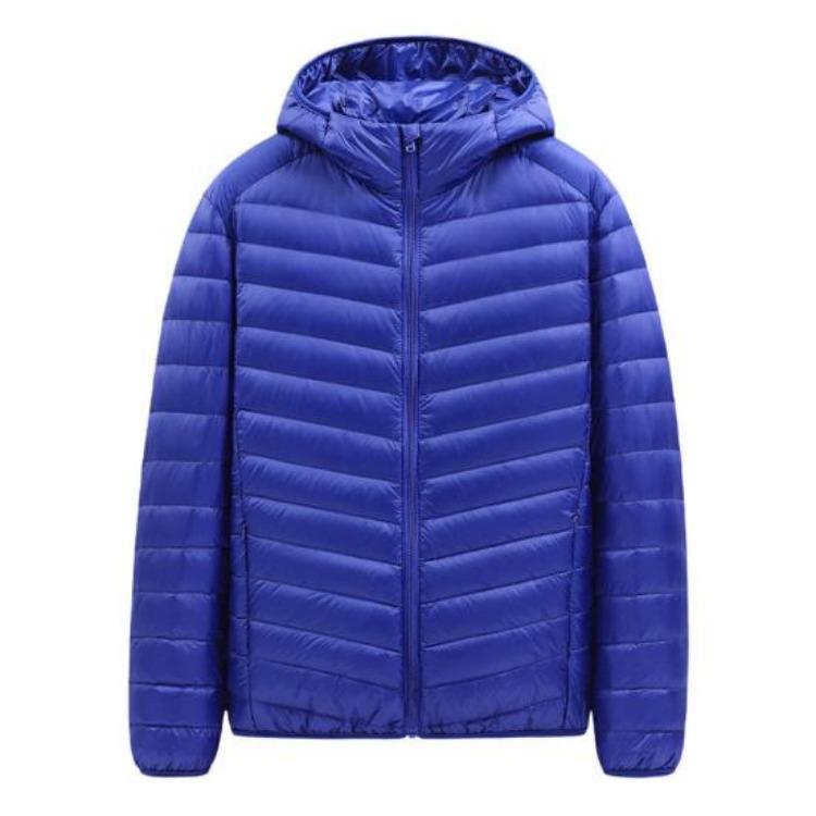

Lightweight Warm Winter Jacket Men Down Coat Hooded Windproof Cold Weather Outerwear Long Sleeve Zipper Closure L королевский синий