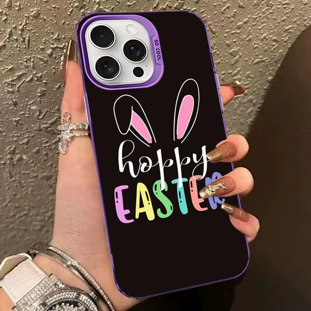 

Happy Easter Kawaii Rabbit Ears Phone Case For IPhone 16 15 14 13 12 11 Pro Max X XR XSMAX 8 7 Plus Matte Shockproof Back Cover iPhone 13