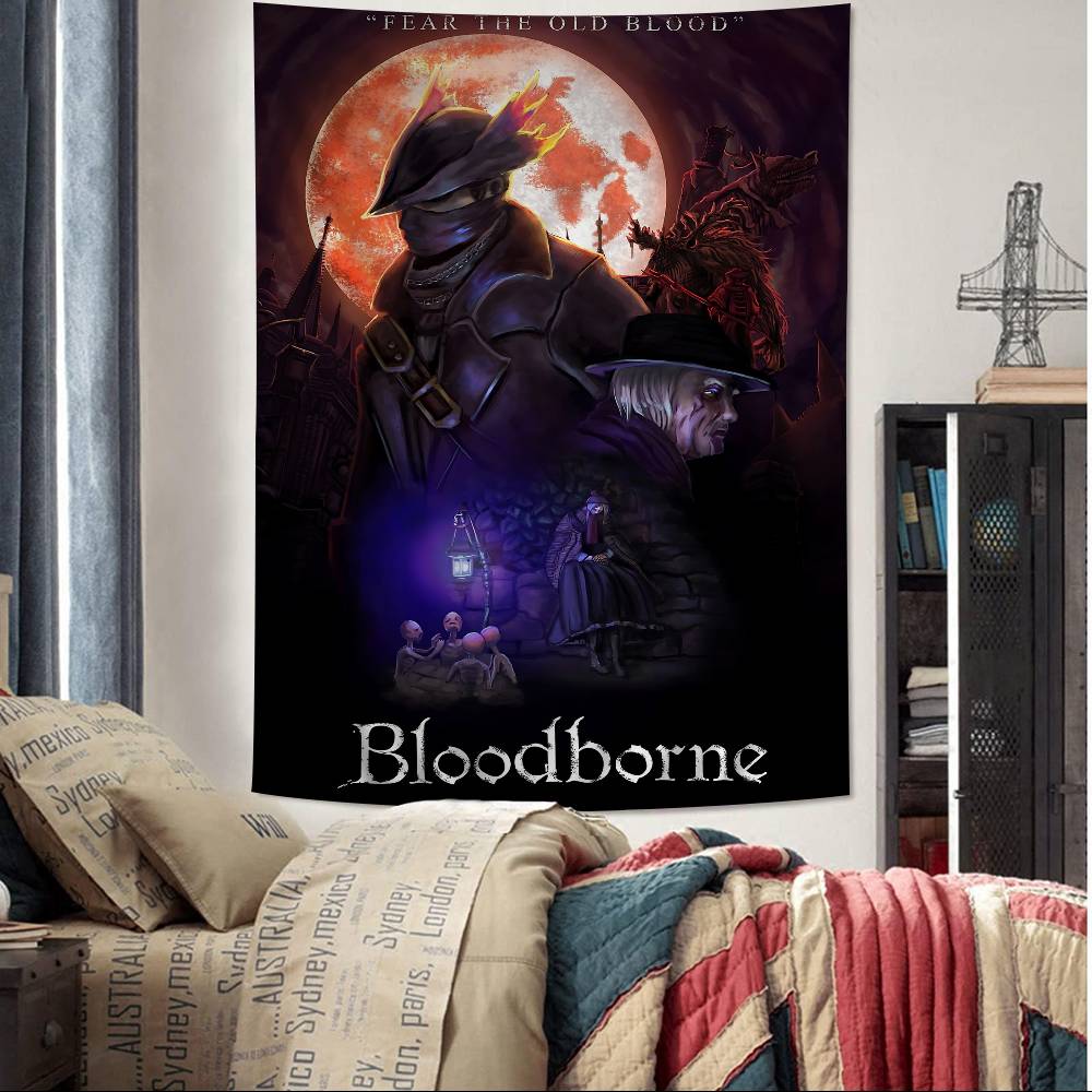 

Fighting Game BBloodborne Anime Printed Large Wall Tapestry Hanging Tarot Hippie Wall Rugs Dorm Home Decor 74x94cm(29x37in)