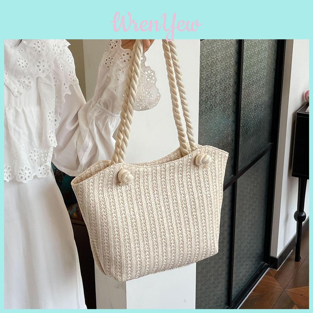Chic Woven Tote Bag For Women Ideal For Spring Summer Travel Casual Beach Use