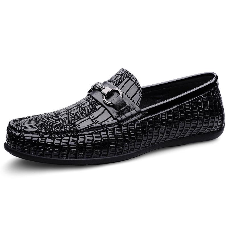Men's Genuine Leather Crocodile Pattern Slip-on Loafers - Formal & Casual Versatile Style
