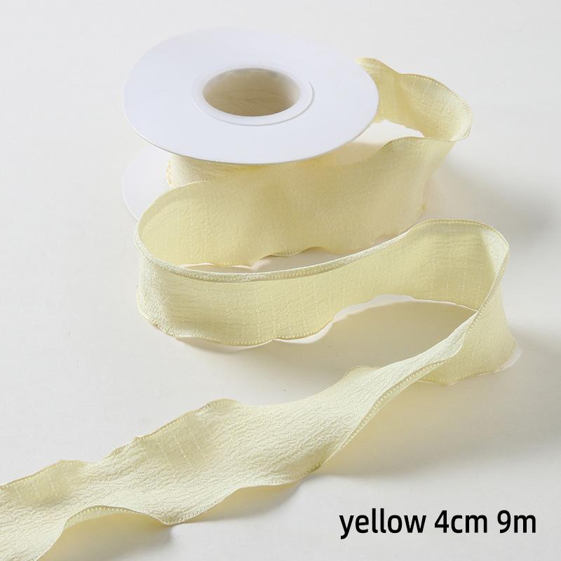 25/40mm 10Yards Candy Color Ribbon Wavy Edge Fishtail Yarn Ribbon for Gift Wrapping DIY Bow Bouquet Cream Style Wrinkled Ribbons