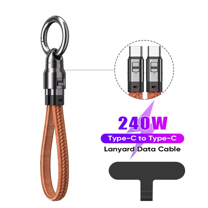 240W USB C to Type C Cable for MacBook PD3.1 Fast Charging 2-IN-1 Portable Phone Lanyard Data Cable For iPhone Samsung Xiaom S25