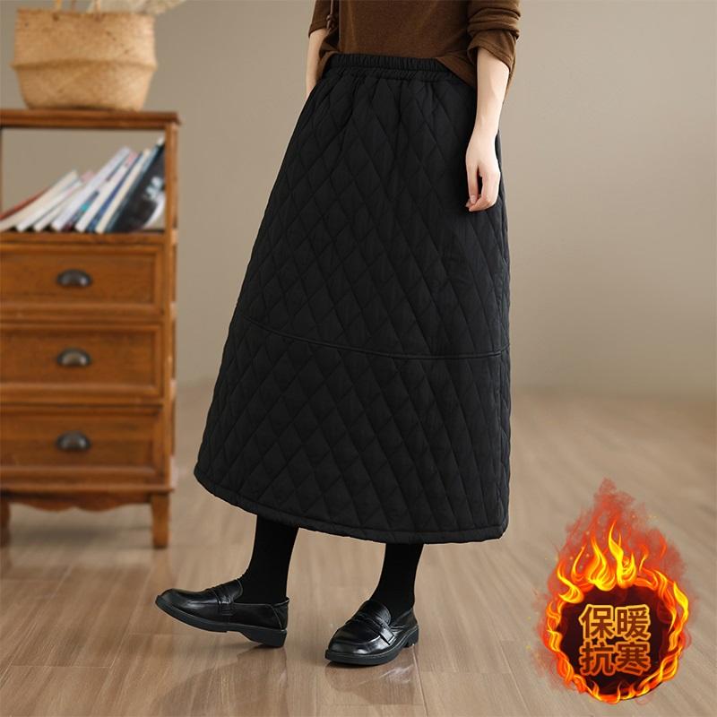 Baumwolle Gepolsterte plus größe Hohe taille vintage Frühling herbst Winter beiläufige lose lange für frau röcke frauen rock