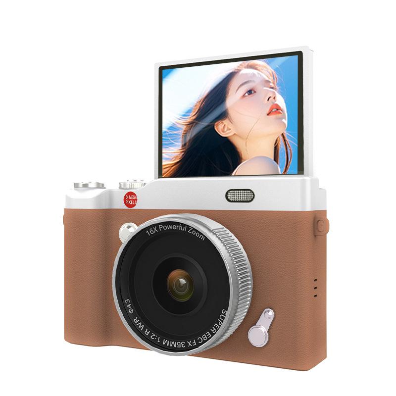 Retro 4K Flip Screen Mirrorless Camera for Students - High Definition, Portable, CCD Sensor