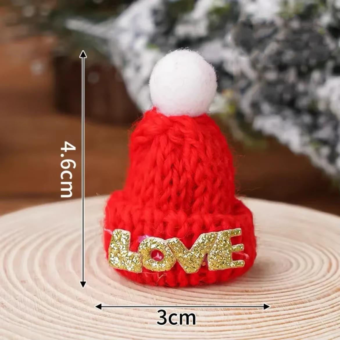 

5 шт. маленьких рождественских шапок 4,5 см вязаная мультяшная шапка винная бутылка рождественская кукла украшение фестиваль украшения