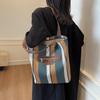 Neue gestreifte Schultertasche mit großem Fassungsvermögen, modische vielseitige Pendler-Canvas-Tasche, Pendler-Damentasche, Handtasche