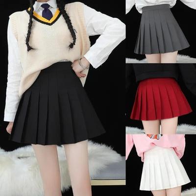 Pleated Skirt High Waist Short Skirt Large Size Multicolor