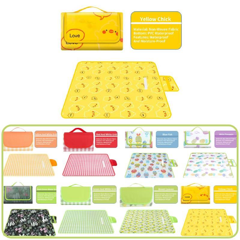 Tragbare Stranddecke Vliesstoff Picknickmatte mit wasserdichter Funktion Grüner Algenprint