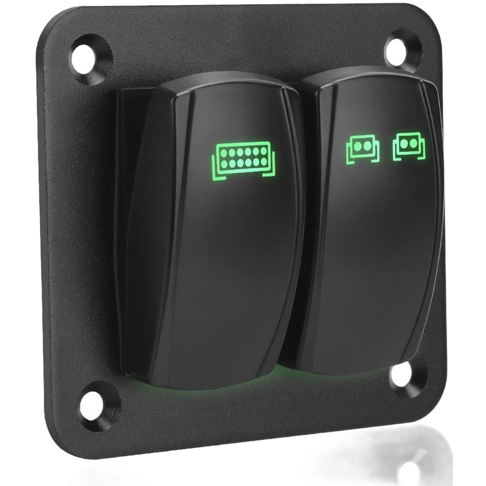 Pre Wired 2 Gang Rocker Switch Panel Aluminum 12V 24V for Vehicle Applications For Car RV Boat Yacht LED Control