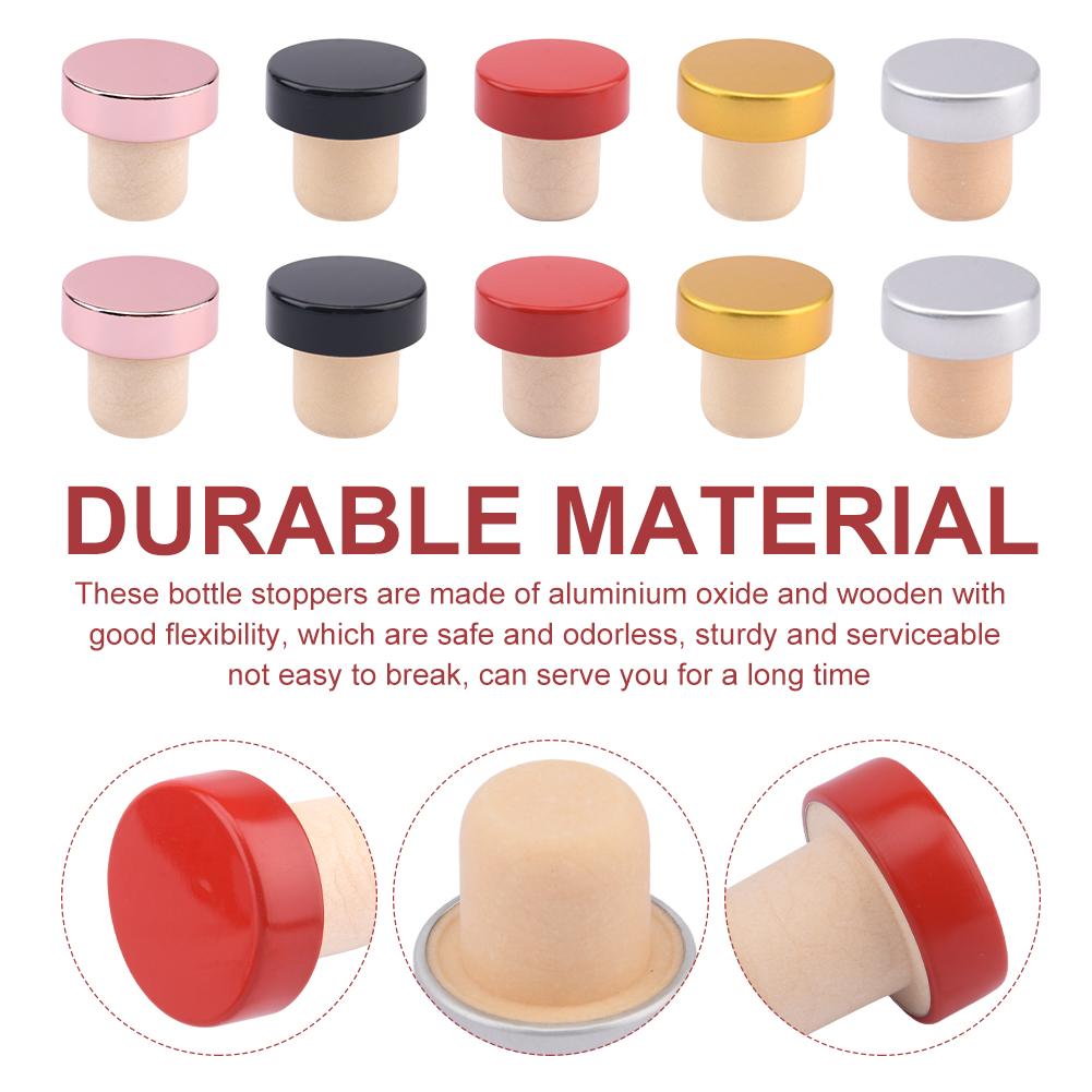 25pcs Wooden Wine Bottle Cork Reusable Wood Cap Sealing Plug Wine Bottle Stopper T-shaped Cork Craft Beverage Beer Bottle Cork