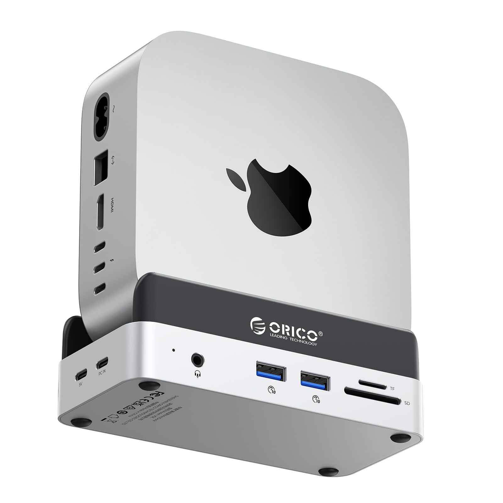 

ORICO MiniDock Подставка-док для Mac mini M4 1 ТБ NVMe SSD USB-хаб 10 Гбит/с x 2 Кардридер Совместим с Mac mini Жесткий диск Нет и Встроенный 5-в-1 3.2
