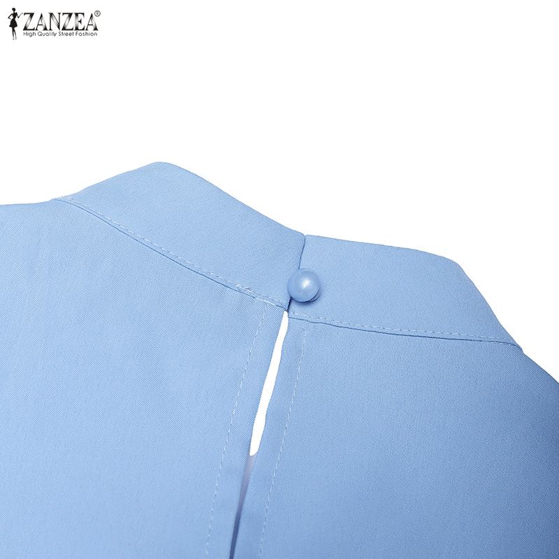 ZANZEA Damen Casual Rundhals Locker Langarm Muslimisches Kleid