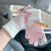 Gloves cute female Christmas dew finger winter festival touch screen thickened warm knitted plush cold and windproof cycling man