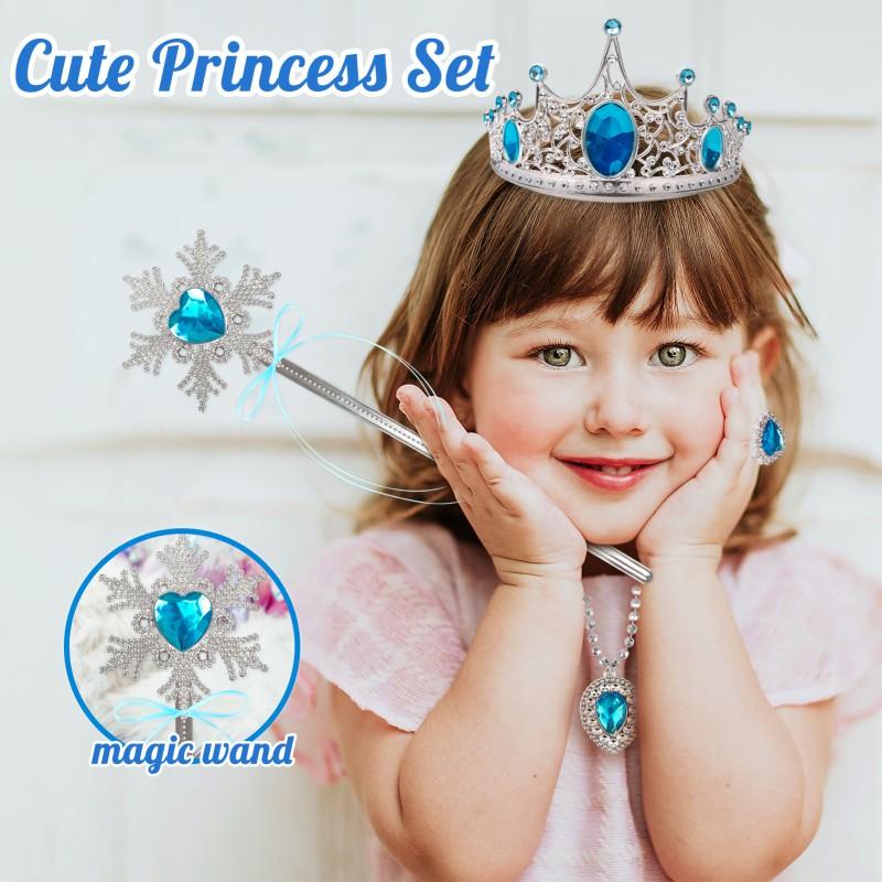 Princess Role Play Costume Set Girls 4-6 Years - Cape Tulle Skirt Wand Crown Ring Accessories