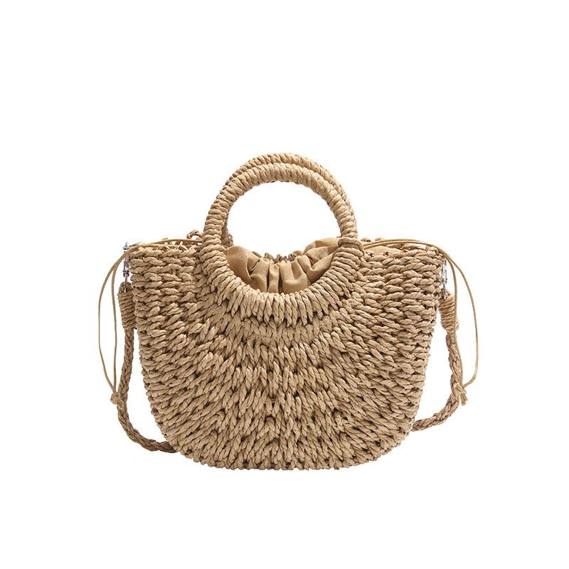 Woven straw bag women's 2025 new niche design high-end messenger bag seaside popular portable tote bag