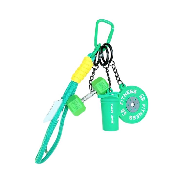 Simulated Workout Gear Keyring Detachable Barbell Charm Soft Silicone Design For Keys And Backpacks