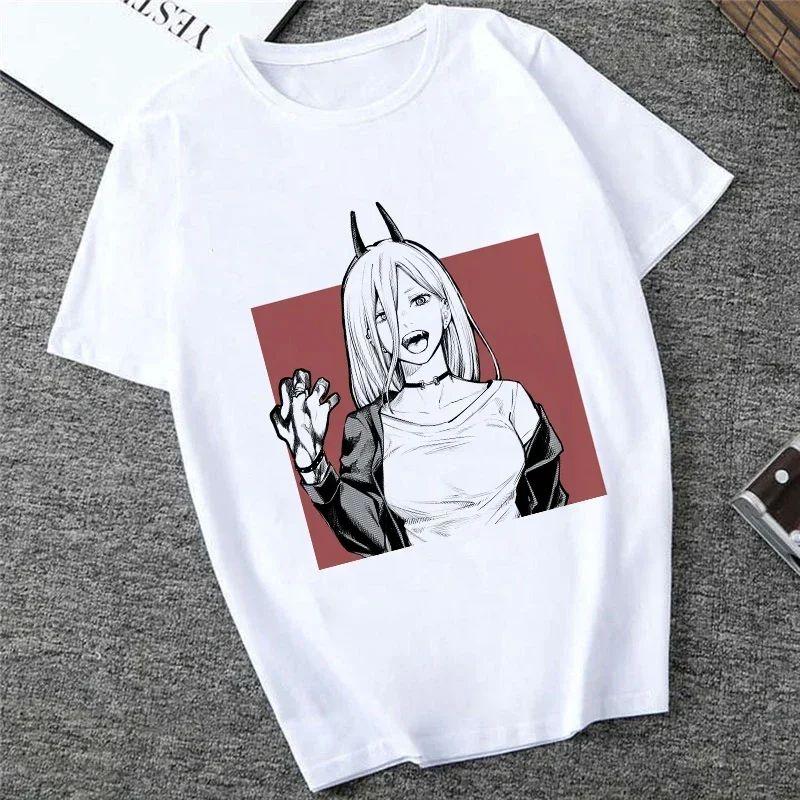 Harajuku Tops Anime Tshirt Unisex Chainsaw Men T Shirt Women Funny Cartoon Pochita Makima T-shirt Graphic Tees Tops Female 90