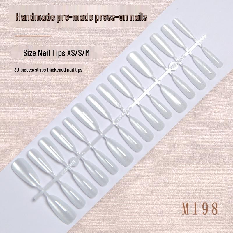 

Noble Pure White Cat Eye Almond Press-On Nails, 30-Piece Luxury Handmade Set