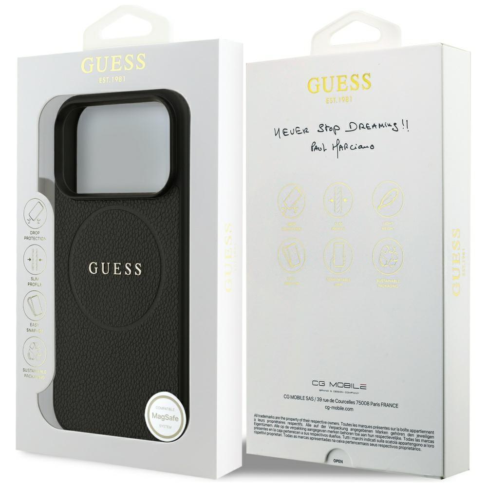 Guess Grained Ring MagSafe case for iPhone 17 Pro black