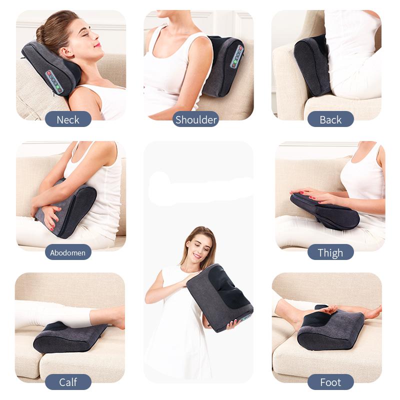 Electric Kneading Shiatsu Massage Pillow Inftared Heating Neck Massager Massage Cushion for Back Waist Body Health Massageador Relaxation