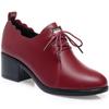 Fashion Spring Autumn Deep Mouth New Fashion Casual Women's Solid  Lace Up Round Toe Chunky Heel Soft Leather Bottom  Single Shoes