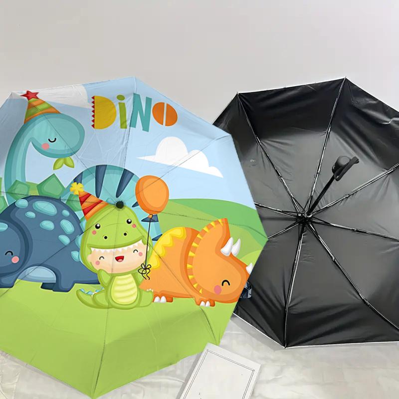 Dino Party Balloon with Hat - Automatic Opening Umbrella, Portable Design, Iron Frame Outdoor Umbrella, Festival Gift for Fans, Travelers, D