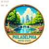 Kovový plakát Philadelphia Panorama Města Most Městská krajina Plechový znak Nástěnná dekorace Moderní domácí dekorace Obývací pokoj