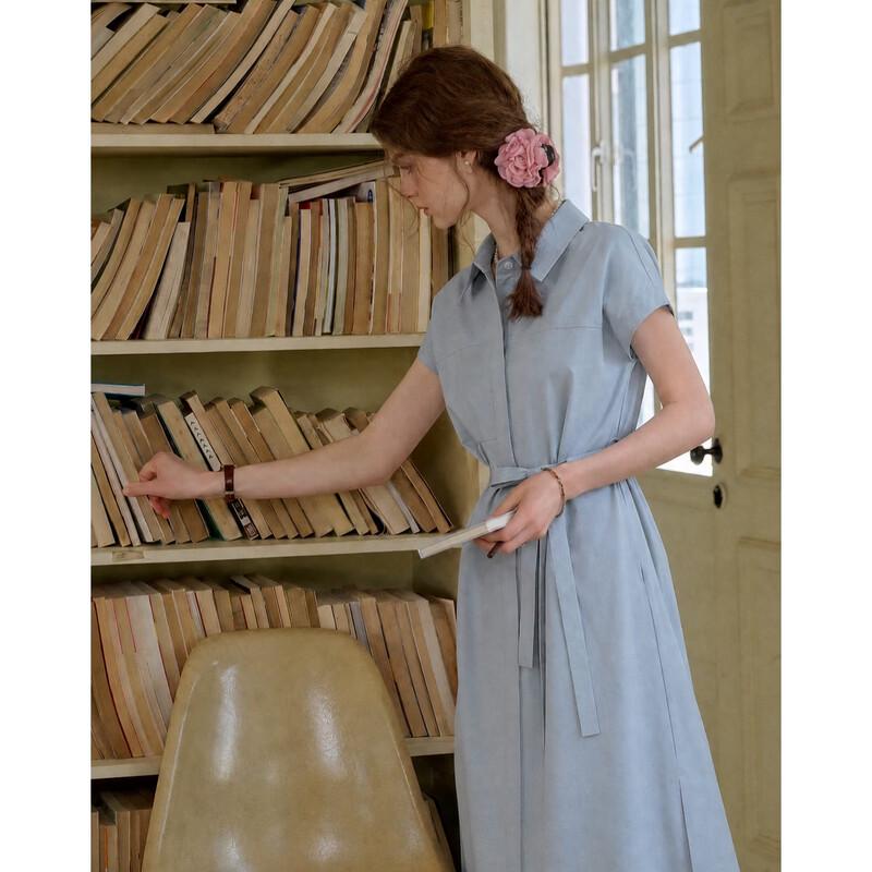 Demana Solona Summer Lapel Slimming Midi Dress S