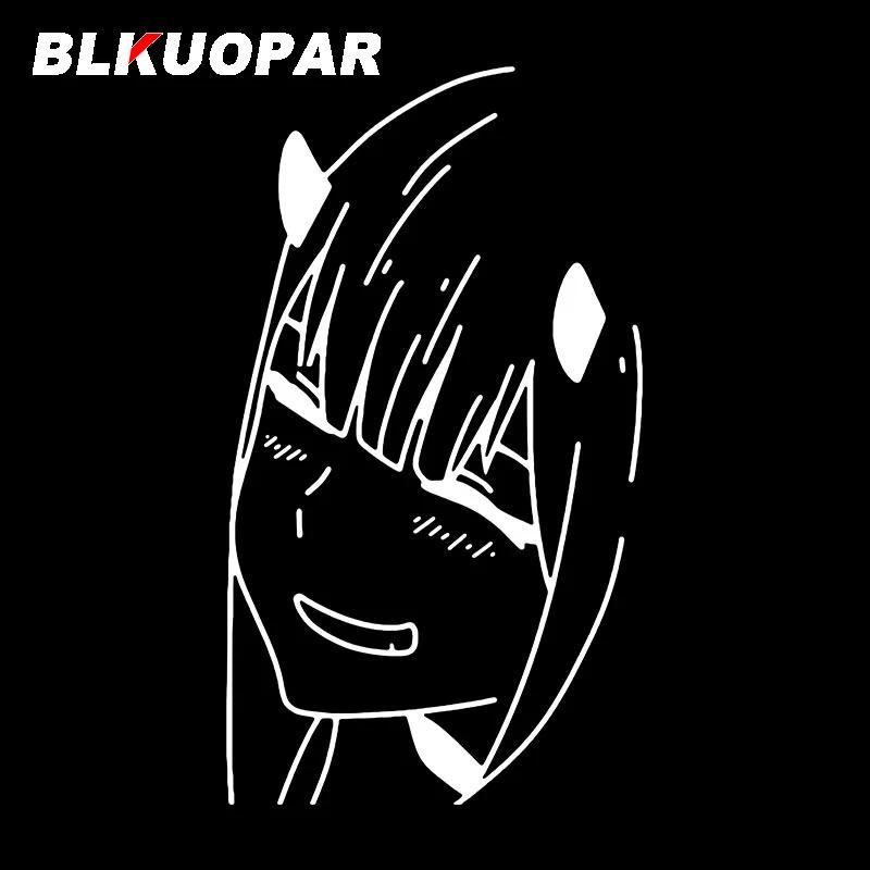 BLKUOPAR Zero Two Smile Anime Car Stickers Personality Peeker Cute Car Label Waterproof Sunscreen Silhouette Decal Decoration