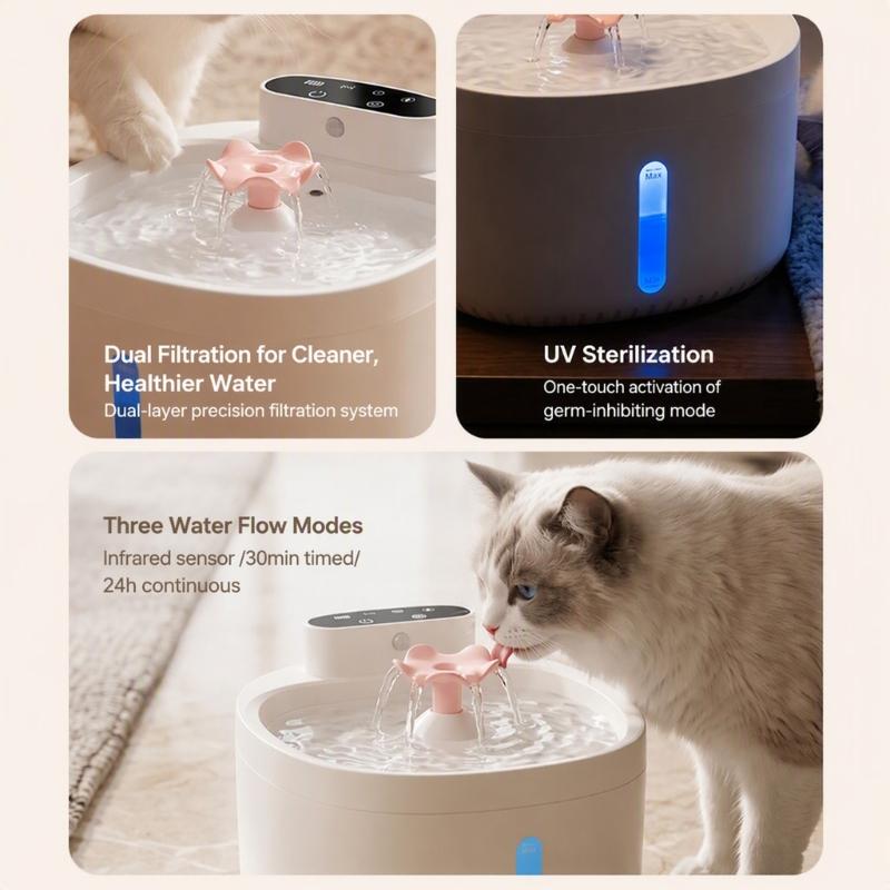 3 Liter Pet Drinking Station for Household Cats and Small Dogs, Automatic Water Dispenser with Circulating Water and ABS Body for Home Use