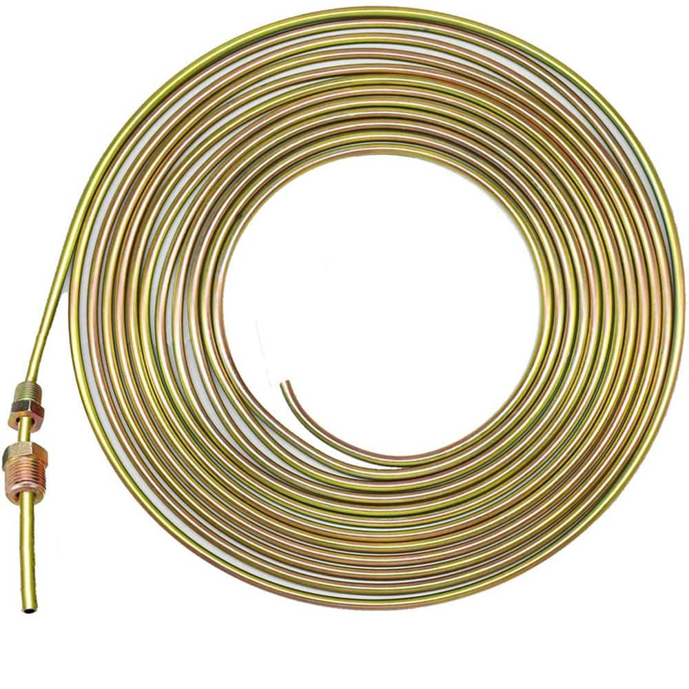 Zinc Steel Brake Line Tubing Kit 3/16 Inches Od 25 Ft Coil Roll With 16Pcs Gold