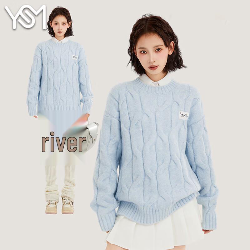 

Женский свитер Yishangmei свободного кроя с круглым вырезом One Size