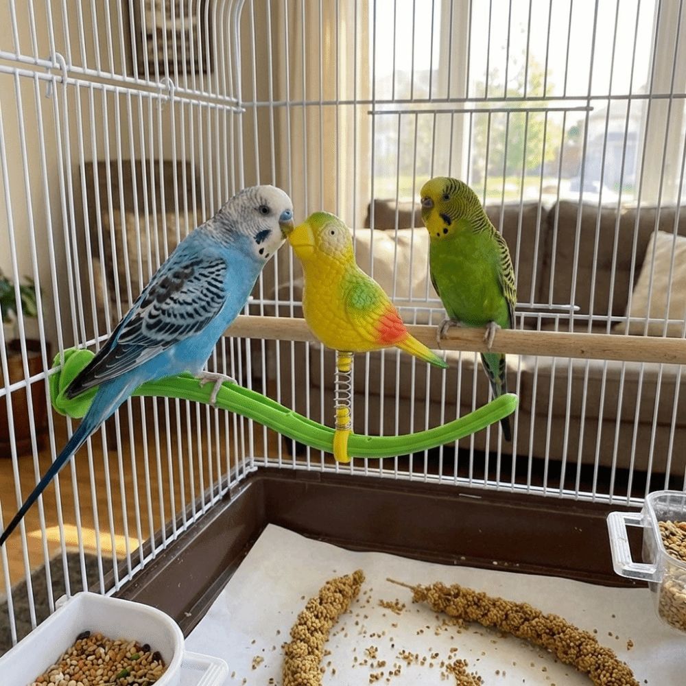 Simulation Bird Swing Perch Toy Plastic Bird Chewing Stand For Small Medium Parrots