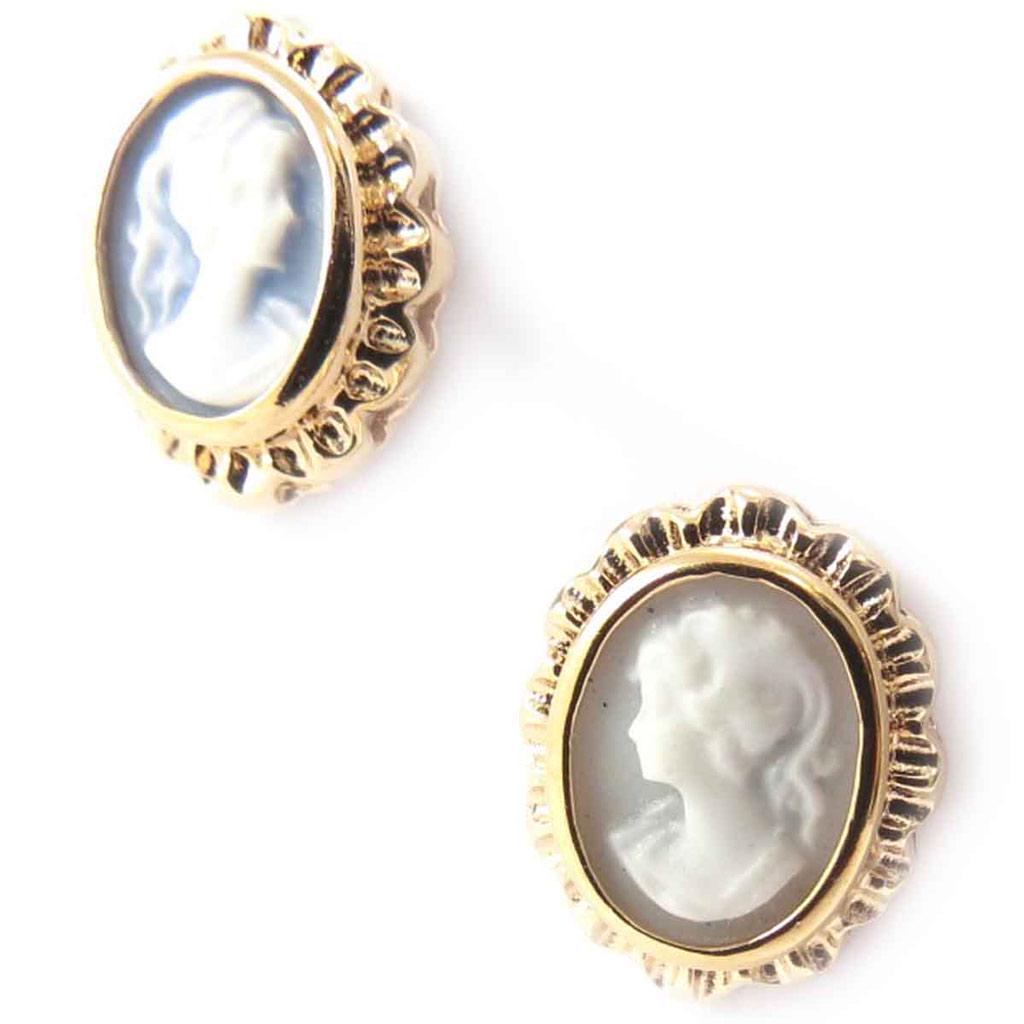 Les Trésors De Lily [J7202] – Vergoldete „Camee“-Ohrringe – goldblau – 11 x 14 mm