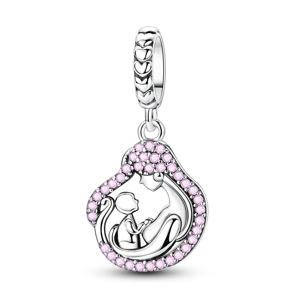 Mother's Day 925 Silver Charms Warm LOVE MOM Beads Pendant Fit Bracelet Diy Woman Jewelry