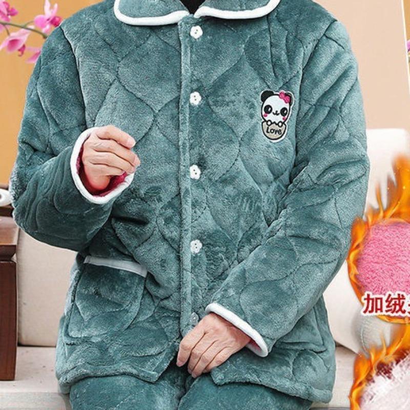 Three-layer thickened coral fleece pajamas loungewear semicircular jujube