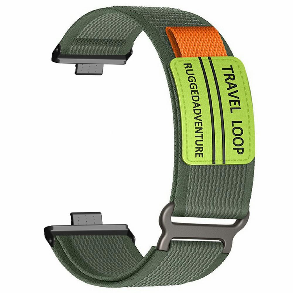 

Nylon Strap for Huawei Watch Fit 4 Pro/Fit 4/Fit 3 Magic Tape Universal Watch Band with Metal Buckle Army Green