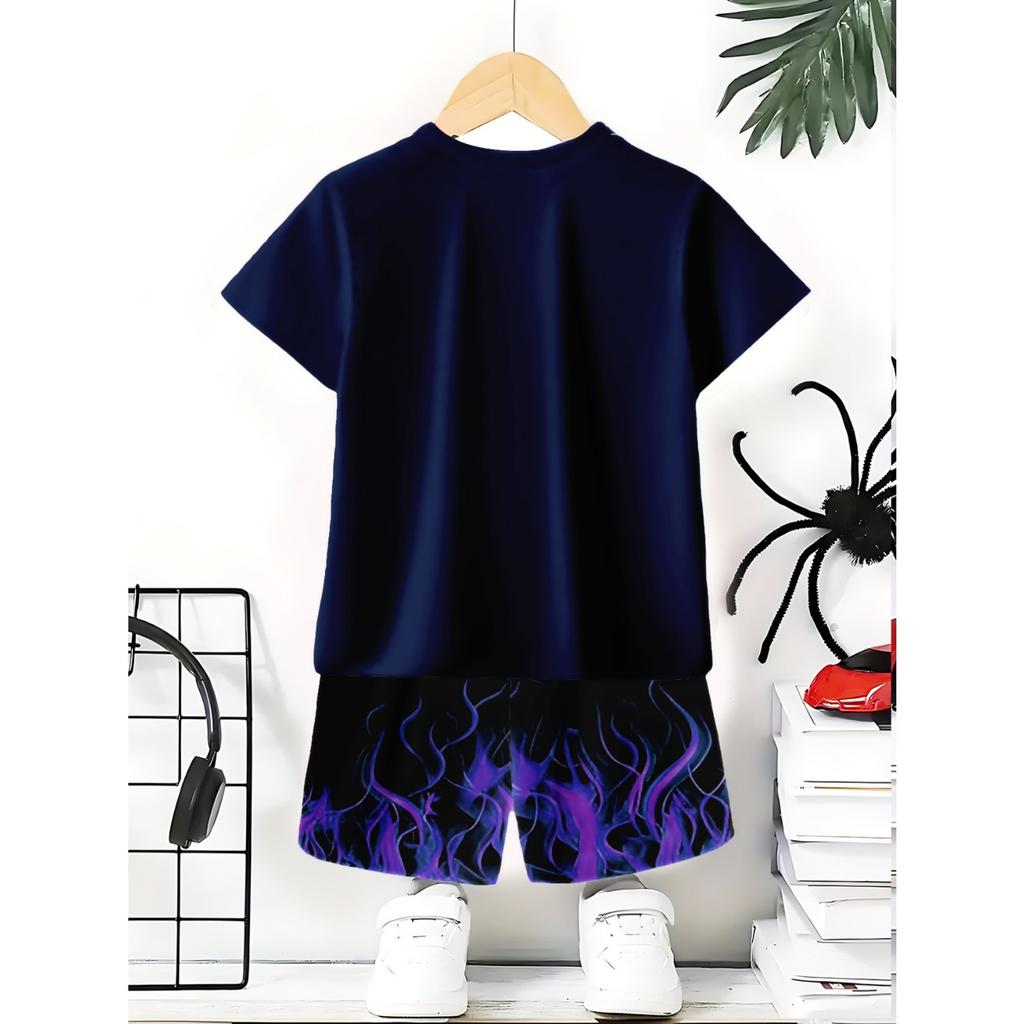 Set di abbigliamento stampato in 3D per ragazzi, set a maniche corte per bambini Versatile per le attività quotidiane all'aperto