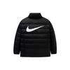 Nike Daunenjacke Logo-Print Stehkragen Reißverschluss Kinderjacken Schwarz NY2242044GS-001