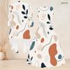 Women Plus Size Printed Two Piece Set Sleeveless Tie Waist Flared Dress 3 4 Sleeve Open Cardigan