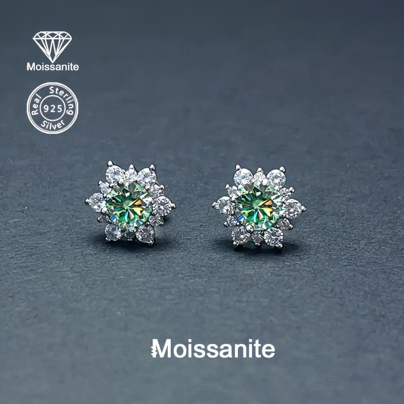 Elegant Turquoise Moisamite Snowflake Earrings - 925 Sterling Silver,Perfect for Valentine's Day,Everyday Holiday Parties,Weddings,Lightweight Design