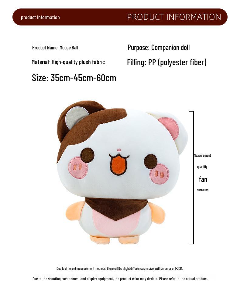 Cross-border Plush Mouse Ball Cushion with Double Color Scarf