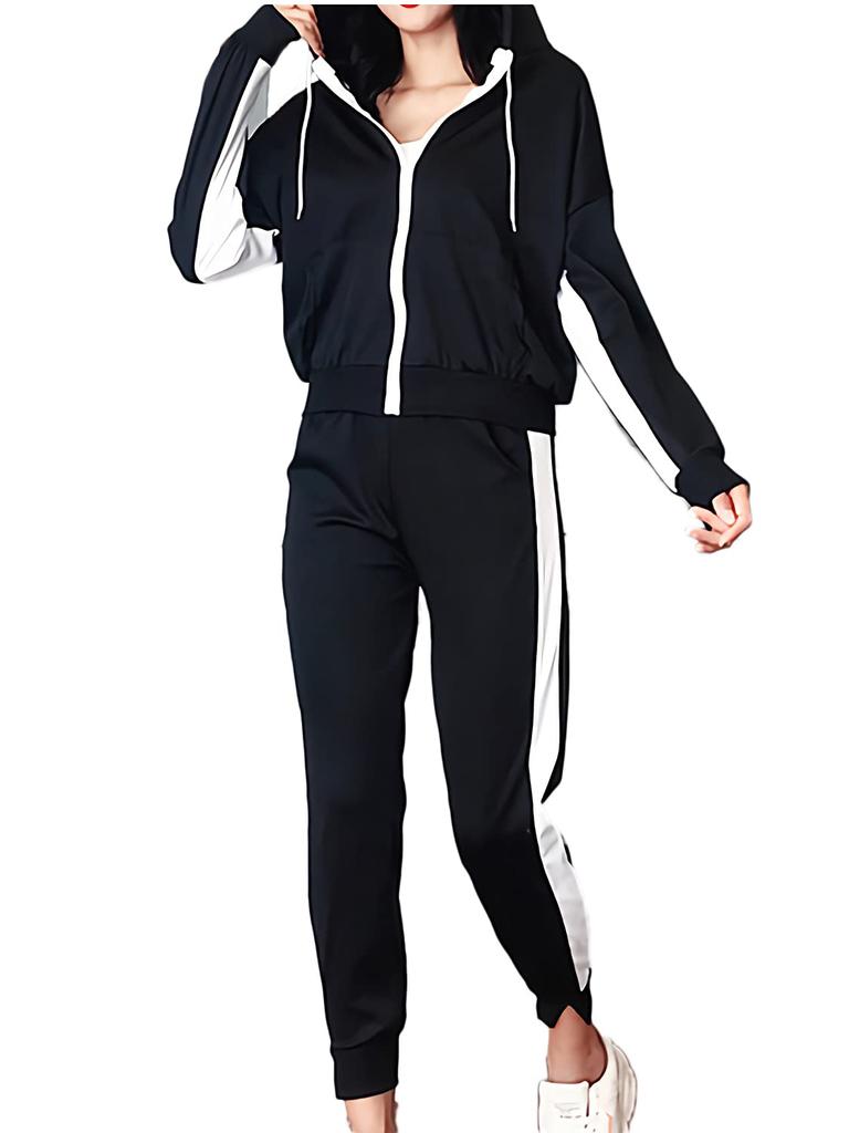 Azulte Tracksuit Long Sleeves and Cropped Zippered and Long Plus Size Size 203 Black Women's Set, Pants, Jacket, Hoodie, Sweatshirt, Pants, Length,