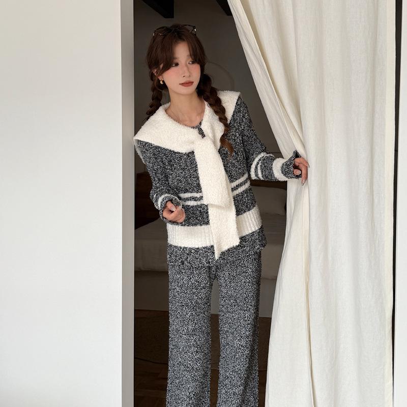 Half fleece pajamas women's winter thickened fleece soft casual lady suit women's winter warm loungewear