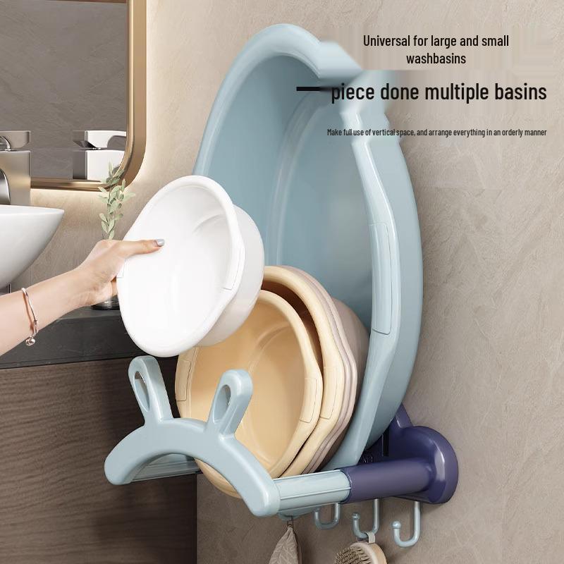 Retractable Bathroom Vanity Rack for Foot Basin & Toiletries - No-Punch Shelf, Free Shipping