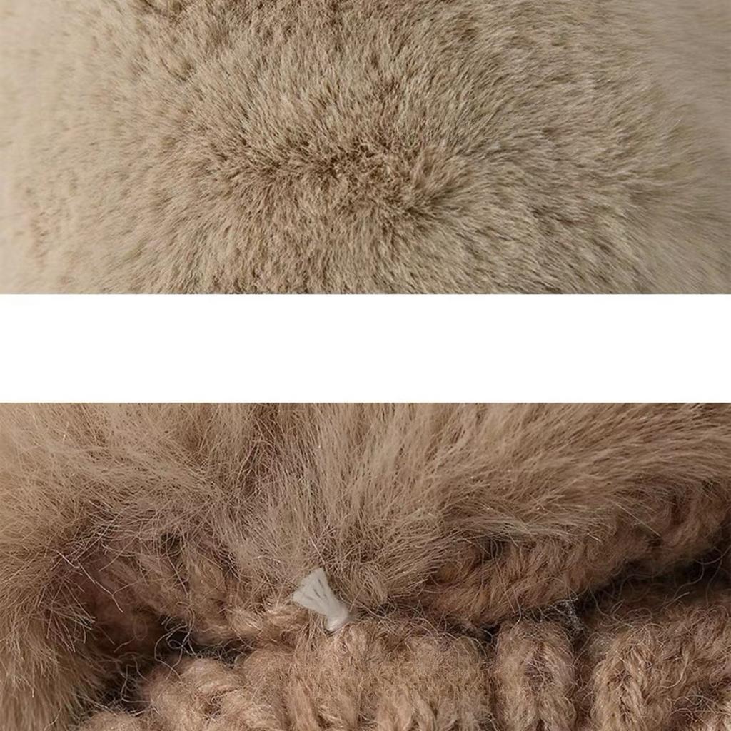 Korean-style Winter Plush and Thick Wool Hat for Women Cute Knitted Hat with Earflaps Skiing Hat for Cycling Warmth and Lei Feng Hat