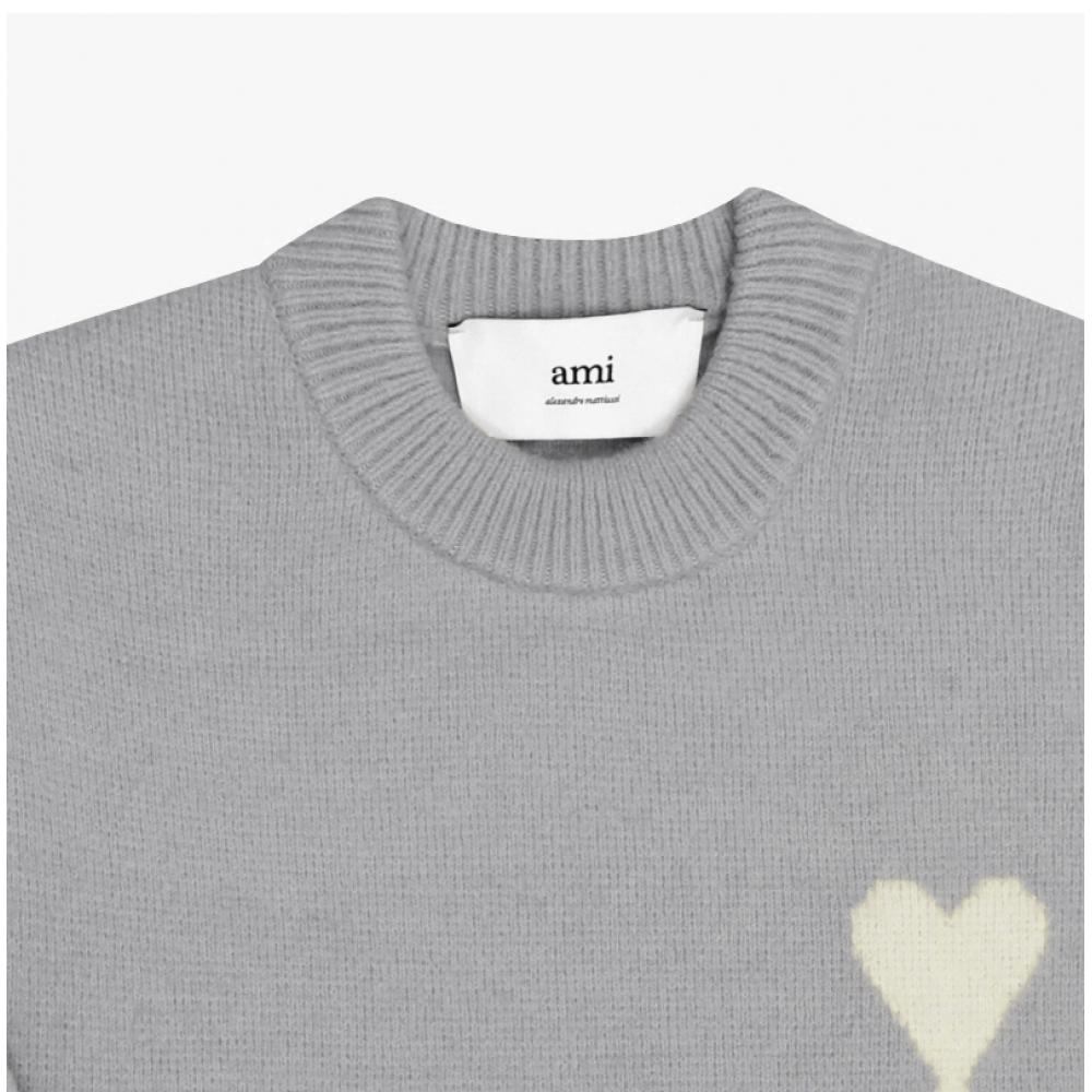 Ami Big Heart Logo Intarsia Knit Unisex Kn0135 058