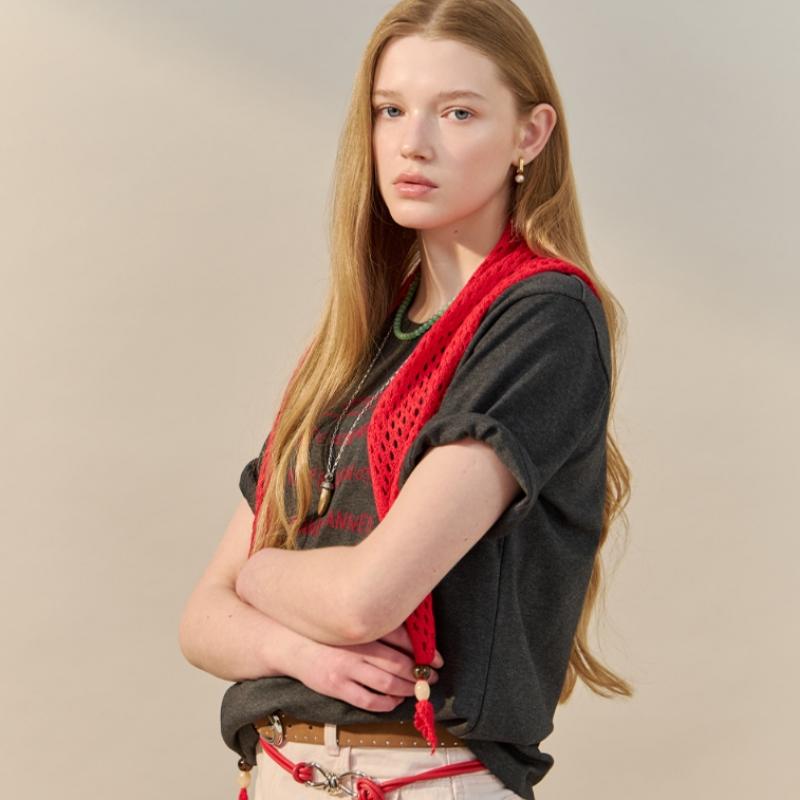 MAXZA KniTTed Scarf SeT LeTTering T shirT zf05qT003na
